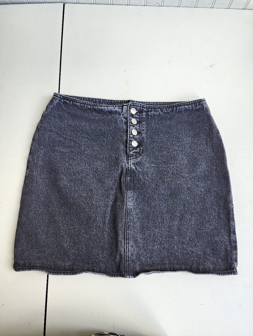 Jackie Blue Black Denim Mini Skirt Women’s 100% Cotton Butron Fly Sz 12